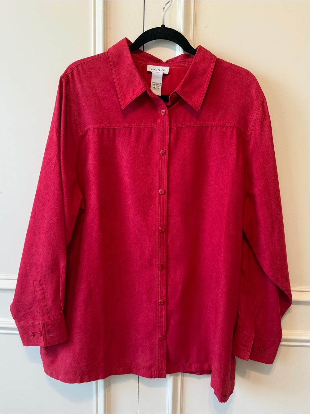 Avenue Button-Front Long Sleeve Shirt - Bright Rose